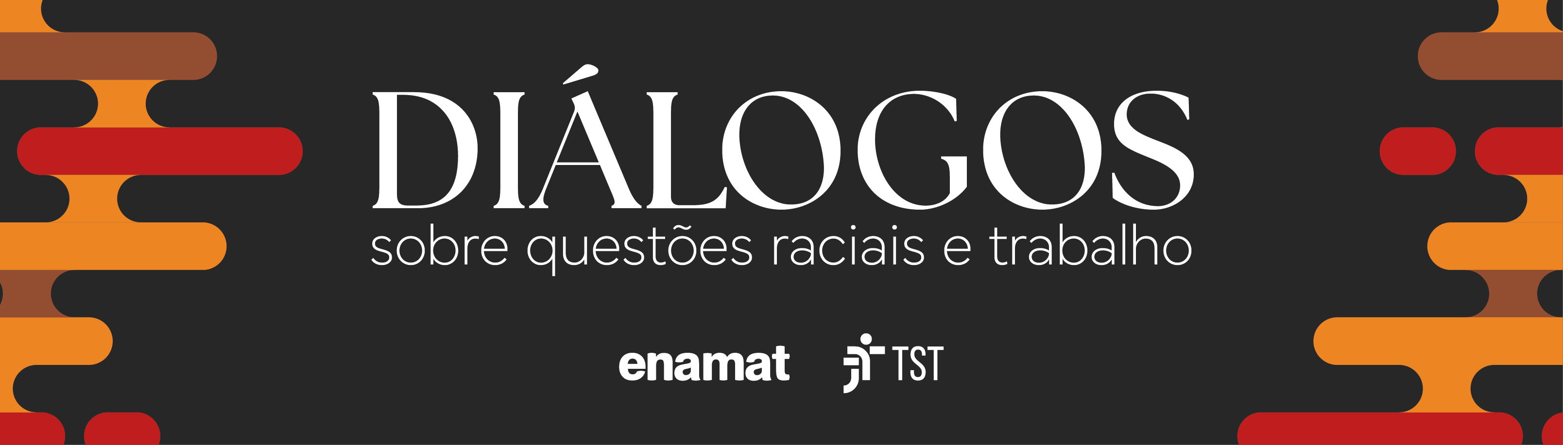 Banner de divulgação do webinário. Fundo preto com elementos grafisco circulares em todns de marron, grená e laranja. Está escrito no centro